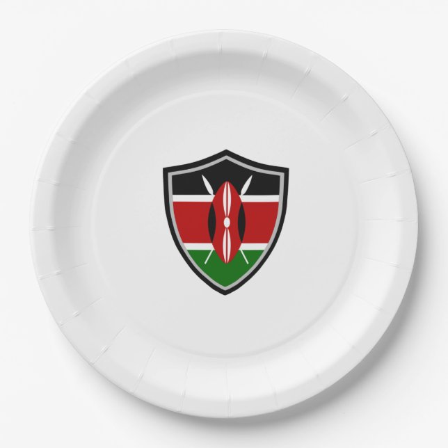 Kenya shield flag paper plate (Front)