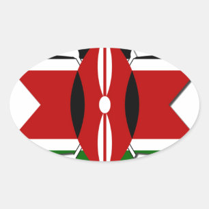 Kenya Star national safari flag colours bucket lis Oval Sticker