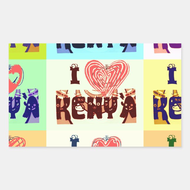 Kenya Travel Souvenir Pop Art Print Rectangular Sticker (Front)