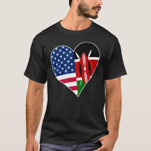 Kenya USA Heart Shirt Kenyan American Flag