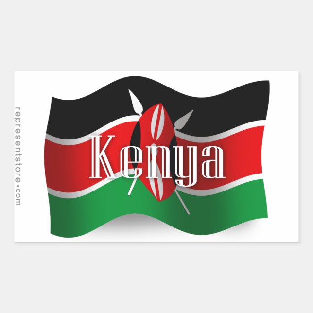 Kenya Waving Flag Rectangular Sticker (Front)