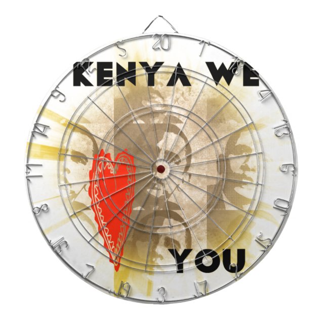 Kenya We Love You Lovely Perspective Art Design Dartboard (Front)