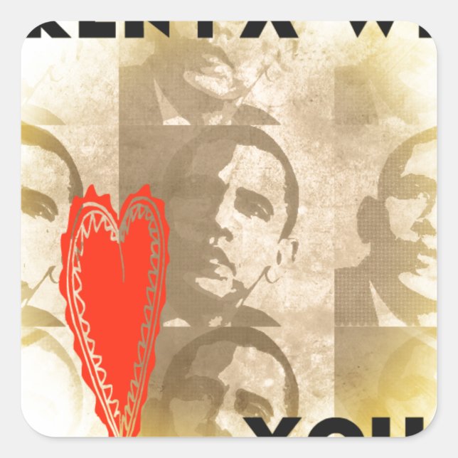 Kenya We Love You Lovely Perspective Art Design Square Sticker (Front)