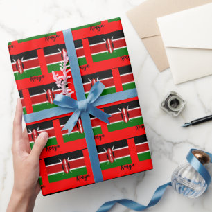 Kenya Wrapping Paper, Kenyan Flag patriotic Red Paper