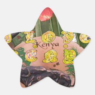 Kenyan Beauty: Flower, Aloe Vera, & Buffalo Design Star Sticker