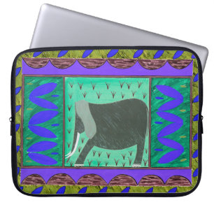 Kenyan Elephant Blue Laptop Sleeve