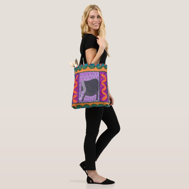 Kenyan Elephant Orange Tote Bag (On Model)
