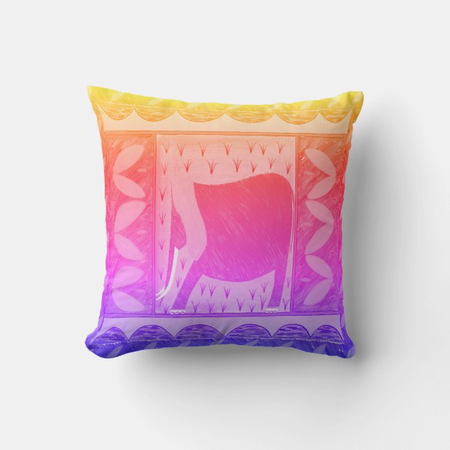 Kenyan Elephant Throw Pillow (Front)