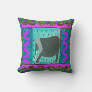 Kenyan Elephant Violet Throw Pillow