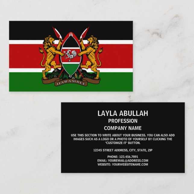 Kenyan Flag & Coat of Arms, Flag of Kenya Business Card (Front/Back)