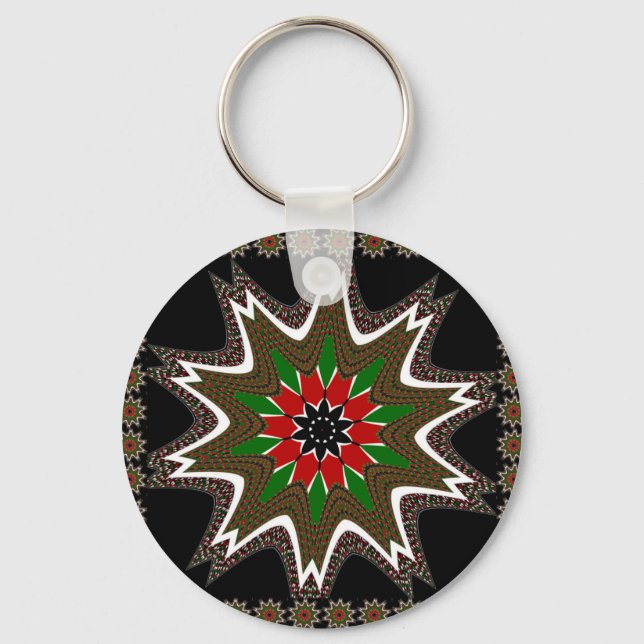 Kenyan Flag Colours Art Print/Graphic Key Ring (Front)