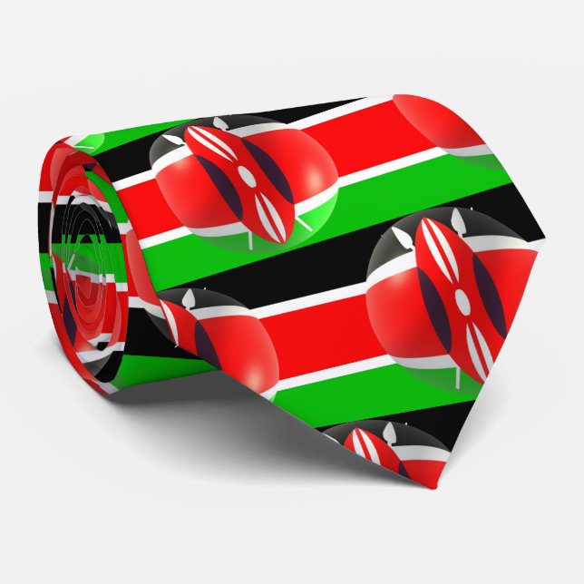 Kenyan Flag Design Tie (Rolled)