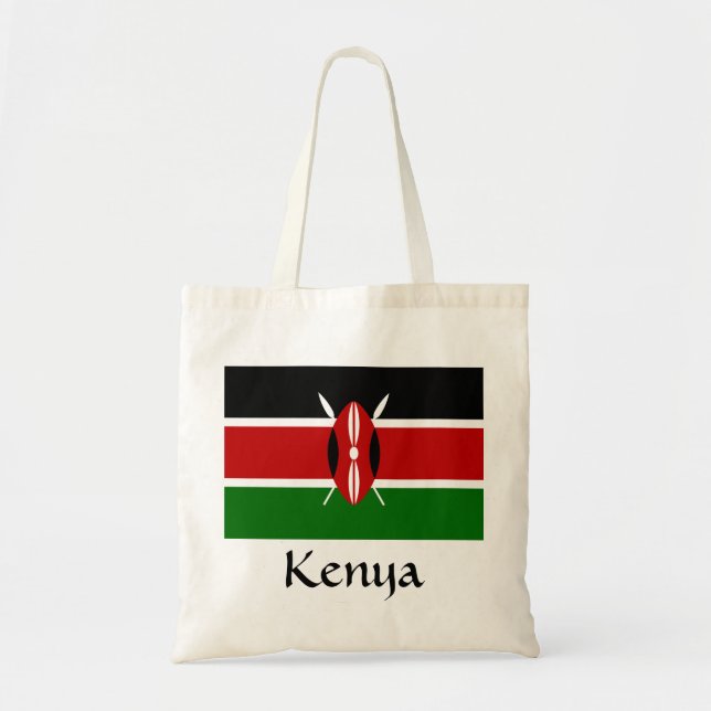 Kenyan Flag Handmade in Kenya Cotton Tote Bag (Front)