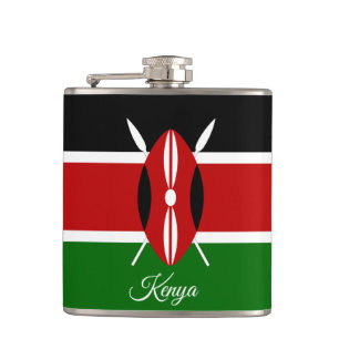 Kenyan Flag & Heart, travel Kenya /sports fans Hip Flask