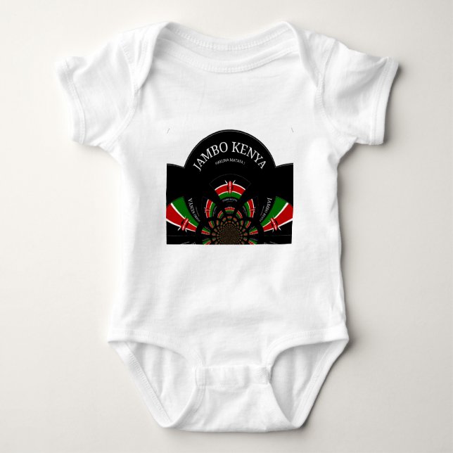 Kenyan Flag Inspired Jambo Welcome Design Art  Baby Bodysuit (Front)