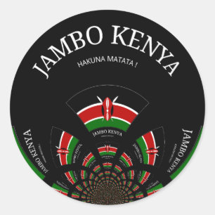 Kenyan Flag Inspired Jambo Welcome Design Art  Classic Round Sticker