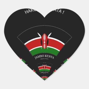 Kenyan Flag Inspired Jambo Welcome Design Art  Heart Sticker