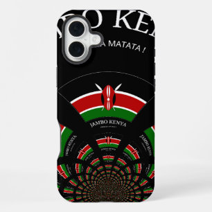 Kenyan Flag Inspired Jambo Welcome Design Art iPhone 16 Plus Case