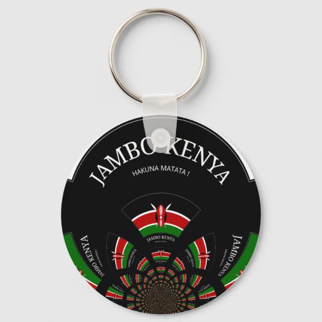 Kenyan Flag Inspired Jambo Welcome Design Art  Key Ring (Front)