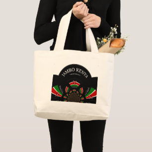 Kenyan Flag Inspired Jambo Welcome Design Art Large Tote Bag