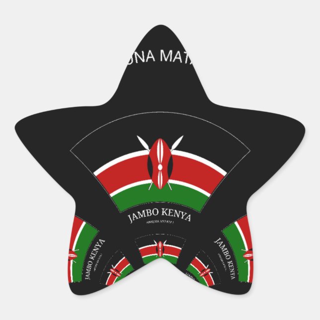 Kenyan Flag Inspired Jambo Welcome Design Art  Star Sticker (Front)