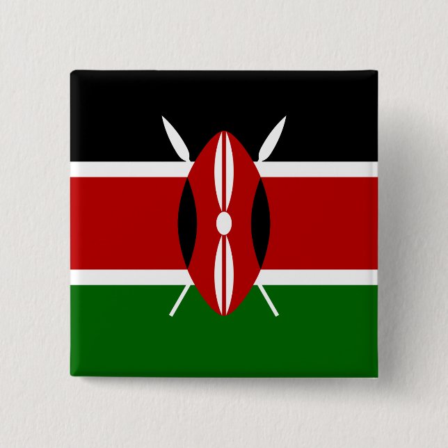Kenyan Flag (Kenya) 15 Cm Square Badge (Front)