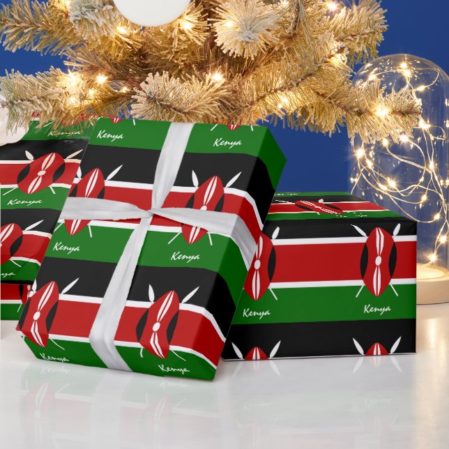 Kenyan Flag & Kenya gifts Africa /sports fans Wrapping Paper (Holidays)