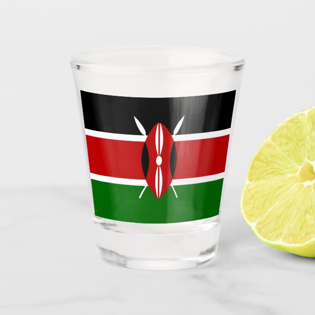 Kenyan Flag (Kenya) Shot Glass (Front)