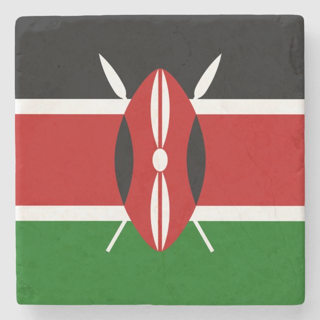 Kenyan Flag (Kenya) Stone Coaster (Front)