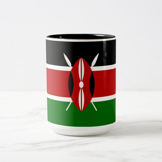 Kenyan Flag (Kenya) Two-Tone Coffee Mug (Center)