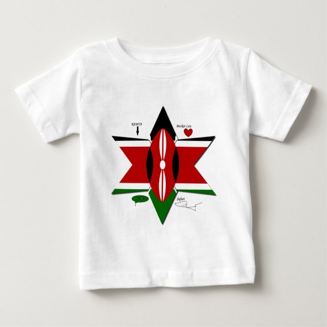 Kenyan Flag Safari Design: Bucket List Baby T-Shirt (Front)