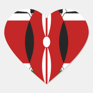 Kenyan Flag Safari Design: Bucket List Heart Sticker