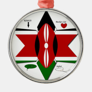 Kenyan Flag Safari Design: Bucket List Metal Tree Decoration