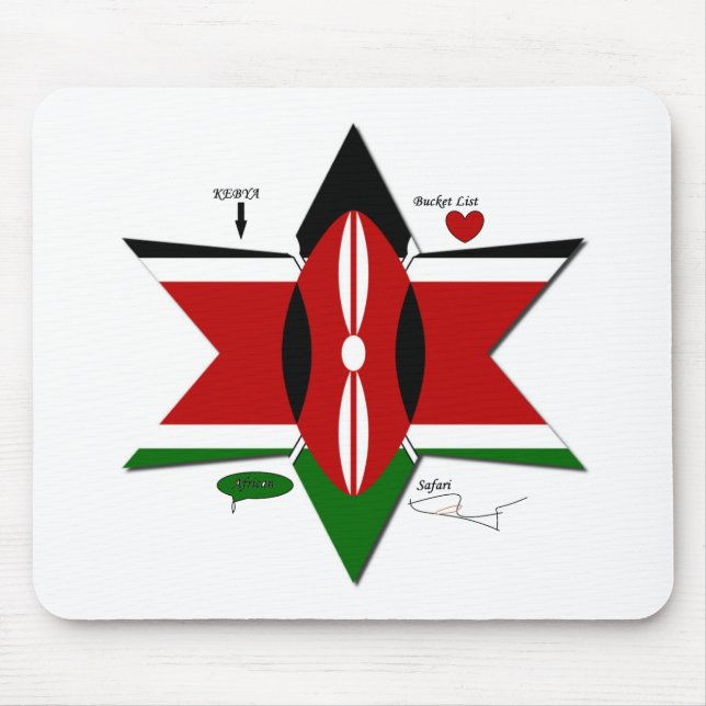 Kenyan Flag Safari Design: Bucket List Mouse Pad (Front)
