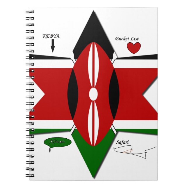 Kenyan Flag Safari Design: Bucket List Notebook (Front)