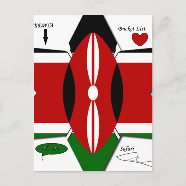 Kenyan Flag Safari Design: Bucket List Postcard (Front)