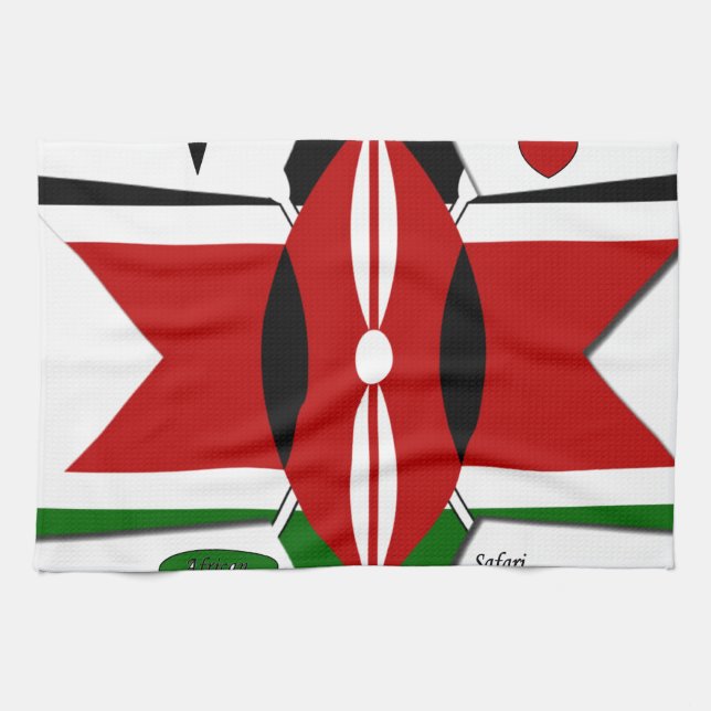 Kenyan Flag Safari Design: Bucket List Tea Towel (Horizontal)