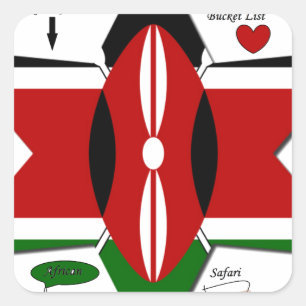 Kenyan Flag Safari: Star Design   Bucket List Idea Square Sticker