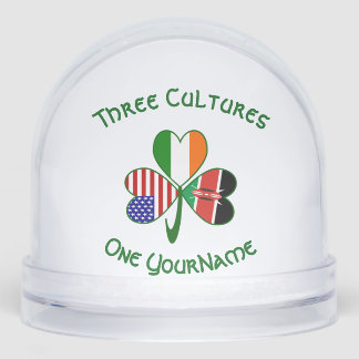 Kenyan Irish American Flag Shamrock Personalised  Snowglobe