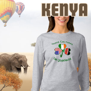 Kenyan Irish American Flags Shamrock Personalised T-Shirt