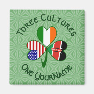 Kenyan Irish American Flags Shamrock Your Name Magnet
