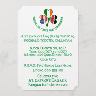 Kenyan Irish USA Flag Shamrock Personalised Invitation