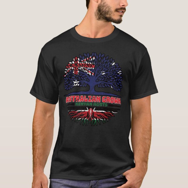 Kenyan Kenya Australian Australia Tree Roots Flag T-Shirt (Front)