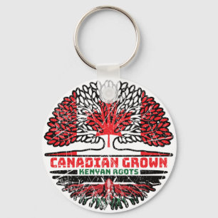 Kenyan Kenya Canadian Canada Tree Roots Flag Key Ring