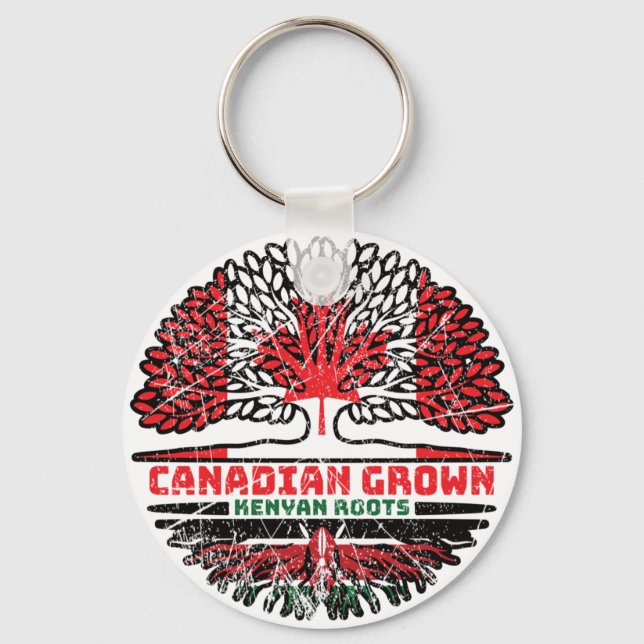 Kenyan Kenya Canadian Canada Tree Roots Flag Key Ring (Front)