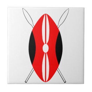 Kenyan Maasai Shield Ceramic Tile
