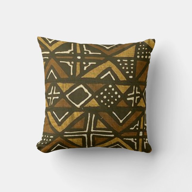 Kenyan Mud Cloth Pattern Pillow (Front)