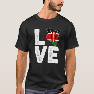 Kenyan pride Love Kenya flag Map Black History Mon T-Shirt