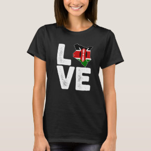 Kenyan pride Love Kenya flag Map Black History Mon T-Shirt