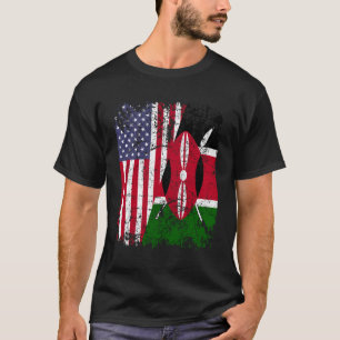 Kenyan Roots Half American Flag Kenya T-Shirt